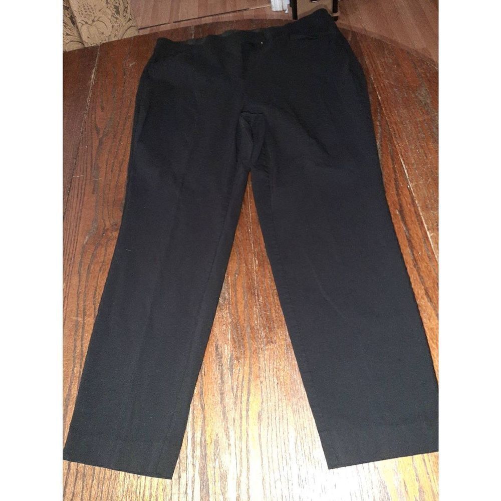 Size 18 Lane Bryant Black Mid Rise Elastic Waist Ankle Pants w Pockets Belt Loop